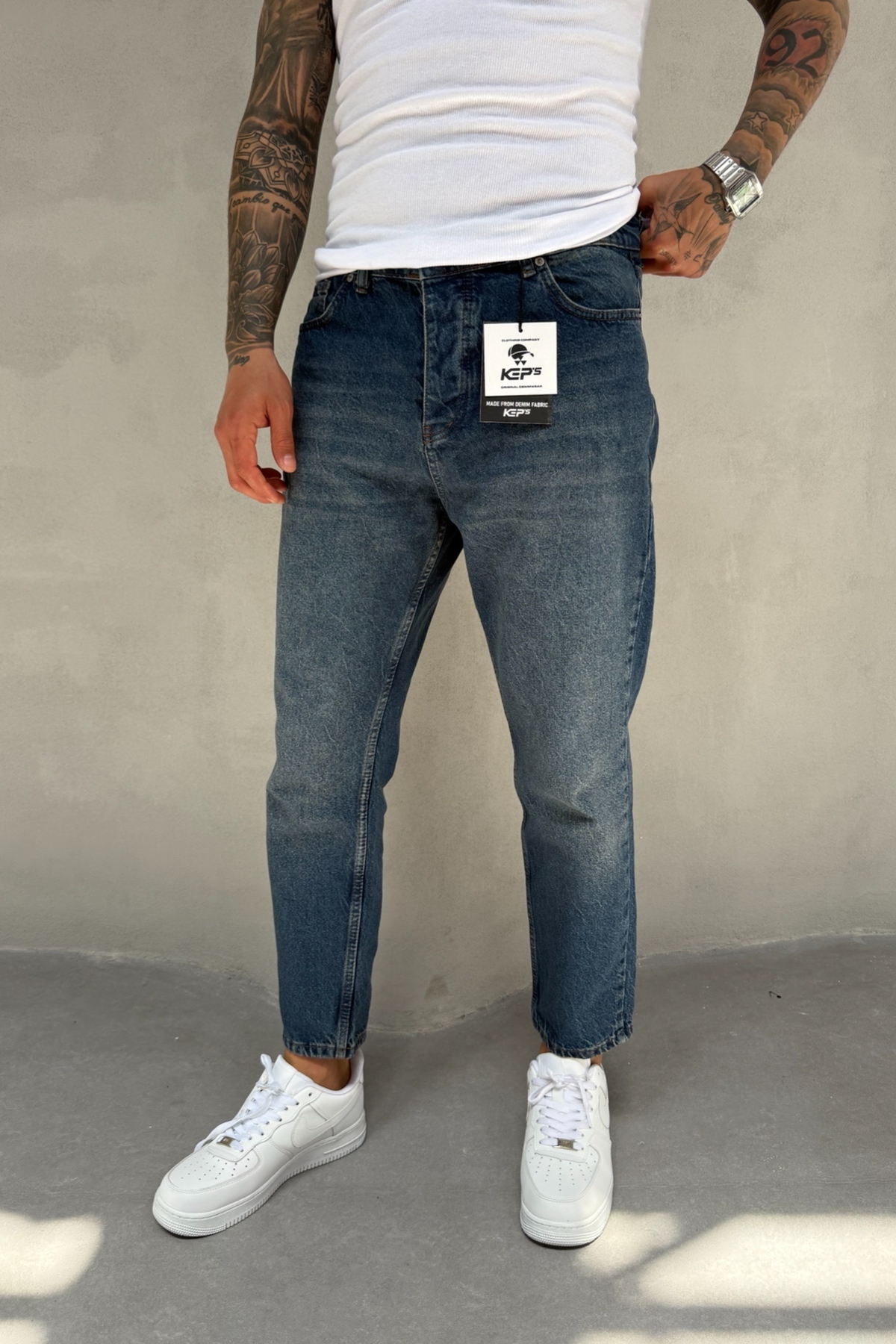 MADZEYMODA  Erkek Boyfriend Kalıp Mavi Jean Kot Pantolon KE-309 - Görsel 3