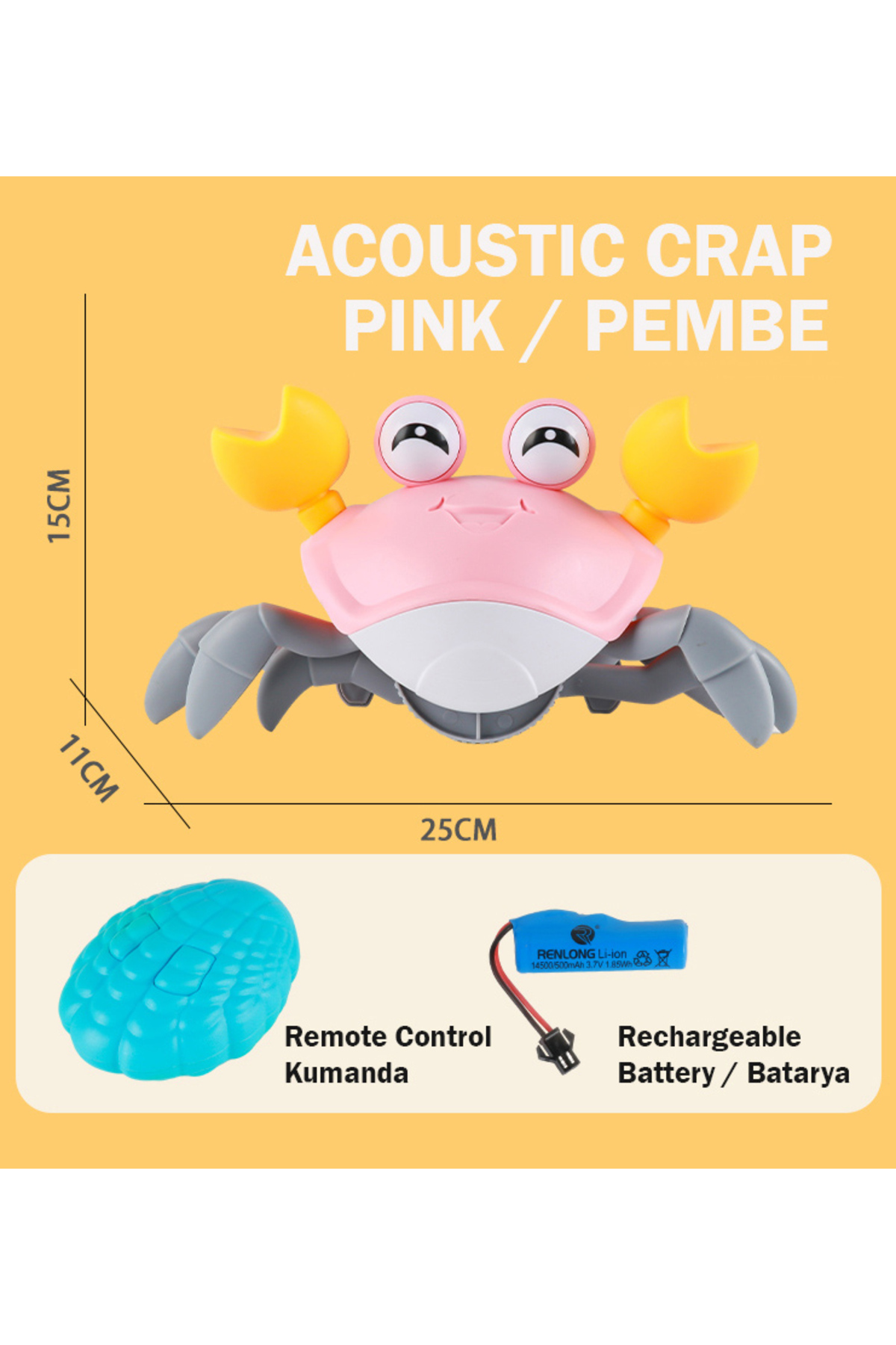 Tıfıl Toys Işıklı Müzikli Pembe Uzaktan Kumandalı Fonksiyonel Yan Yürüyen Çılgın Sevimli Yengeç - 6721E fotoğrafı 3 (önizleme)