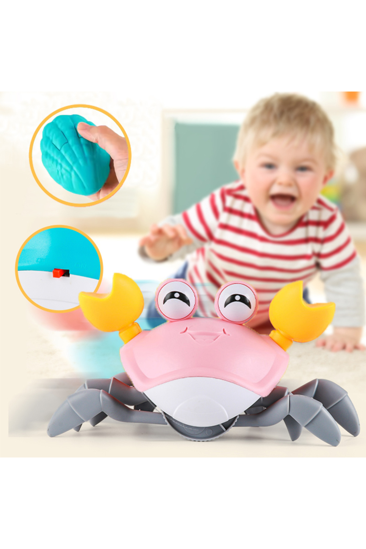 Tıfıl Toys Işıklı Müzikli Pembe Uzaktan Kumandalı Fonksiyonel Yan Yürüyen Çılgın Sevimli Yengeç - 6721E fotoğrafı 2 (önizleme)