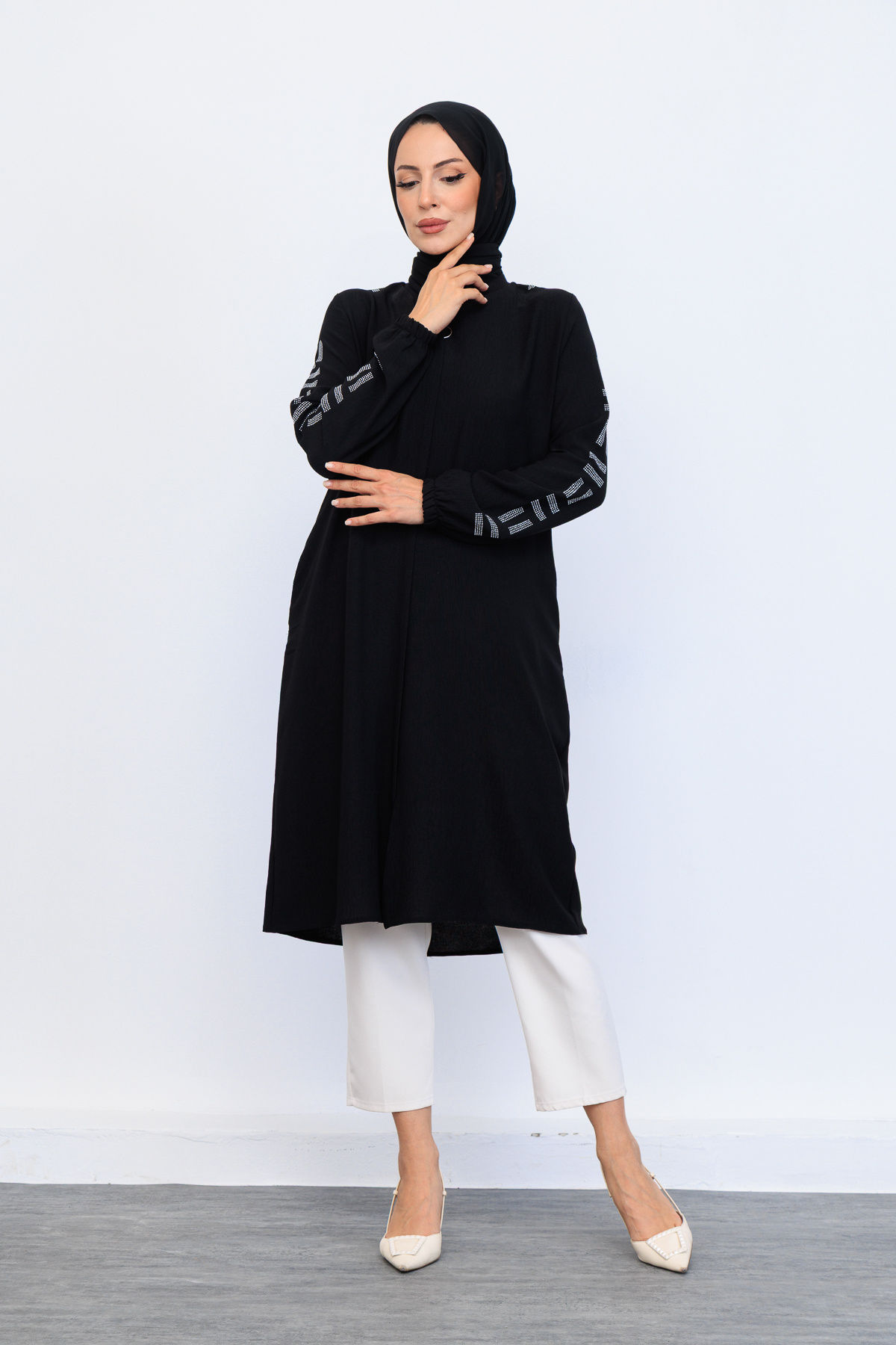 OKTAYUSTA COLLECTİON Yeni Sezon Taşlı Krep Günlük Kap & Tunik