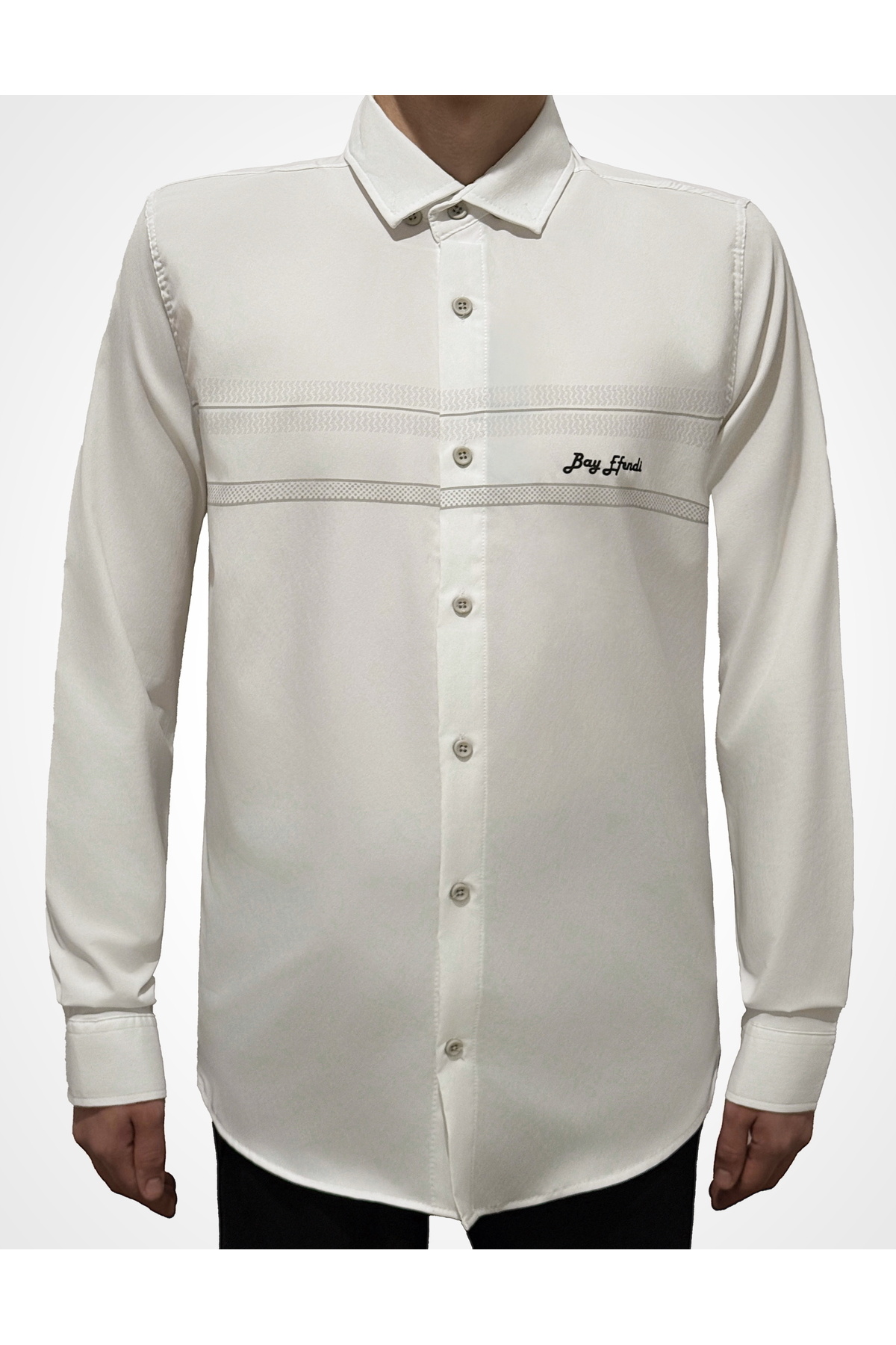 COCOCAN8 ERKEK BEYAZ UZUN KOL SPOR GÖMLEK