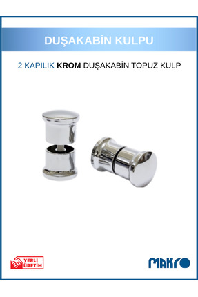 GLASSMAKRO 2 Kapılık Duşakabin Topuz Kulp Krom Cam Duşakabin Kulpu