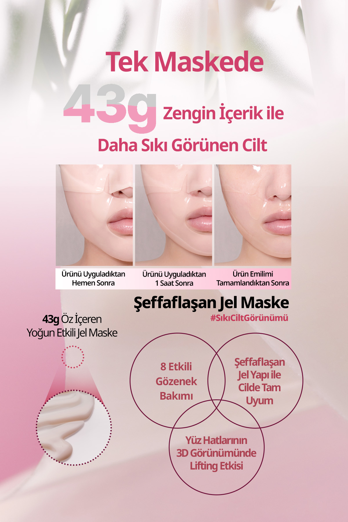 Şeffaflaşan Kolajen Hidrojel Maske Peptit İçerikli Peony Peptide Collagen Volume Gel Mask — 8077 — تصویر 2 از 8