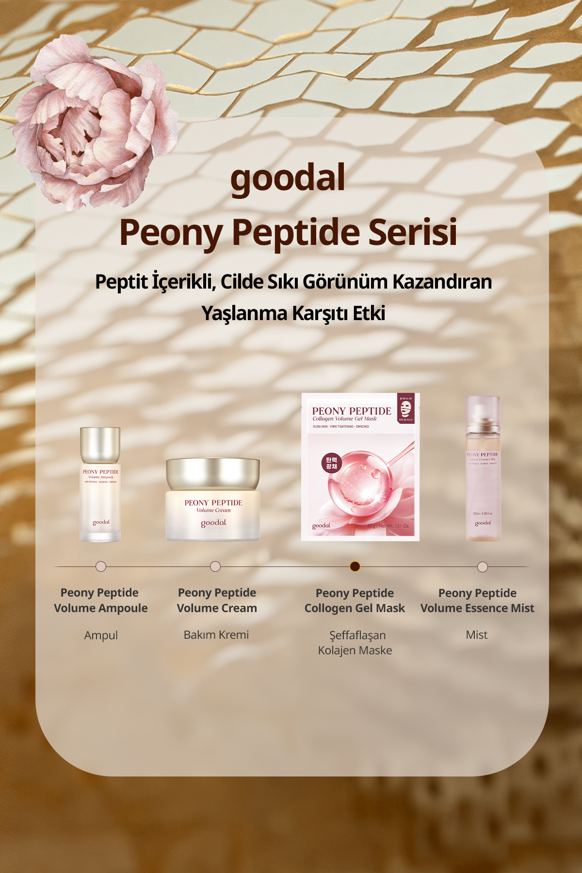 Şeffaflaşan Kolajen Hidrojel Maske Peptit İçerikli Peony Peptide Collagen Volume Gel Mask — 8077 — تصویر 8 از 8
