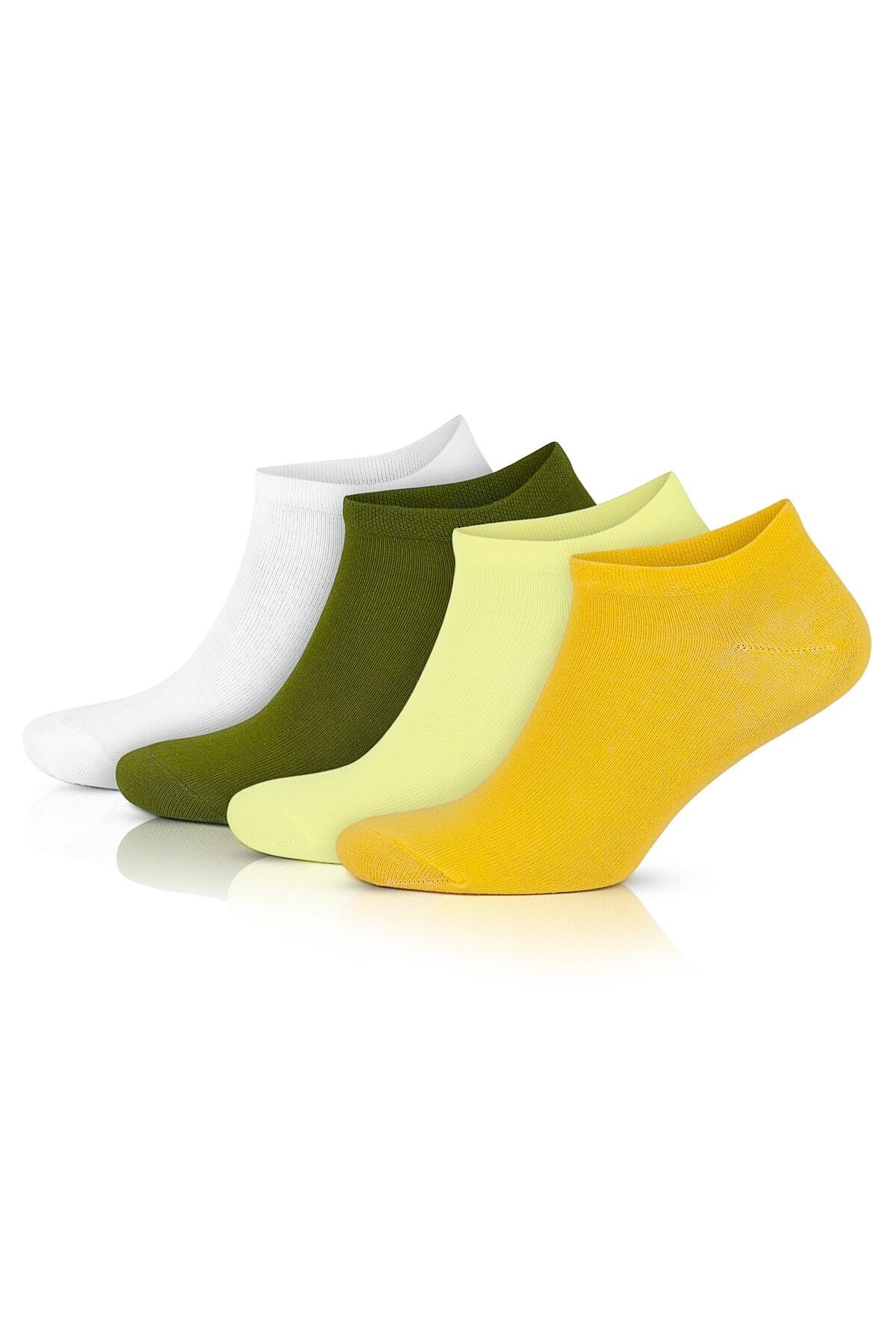 4-Pack Cotton Sports Soft Elastane Stylish Short Women's Colorful Booties Summer Socks 2131