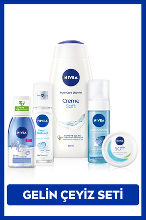NIVEA Gelin Çeyiz Seti, Duş Jeli 500ml,Yüz Yıkama Köpüğü 150ml,Deodorant,Göz ...