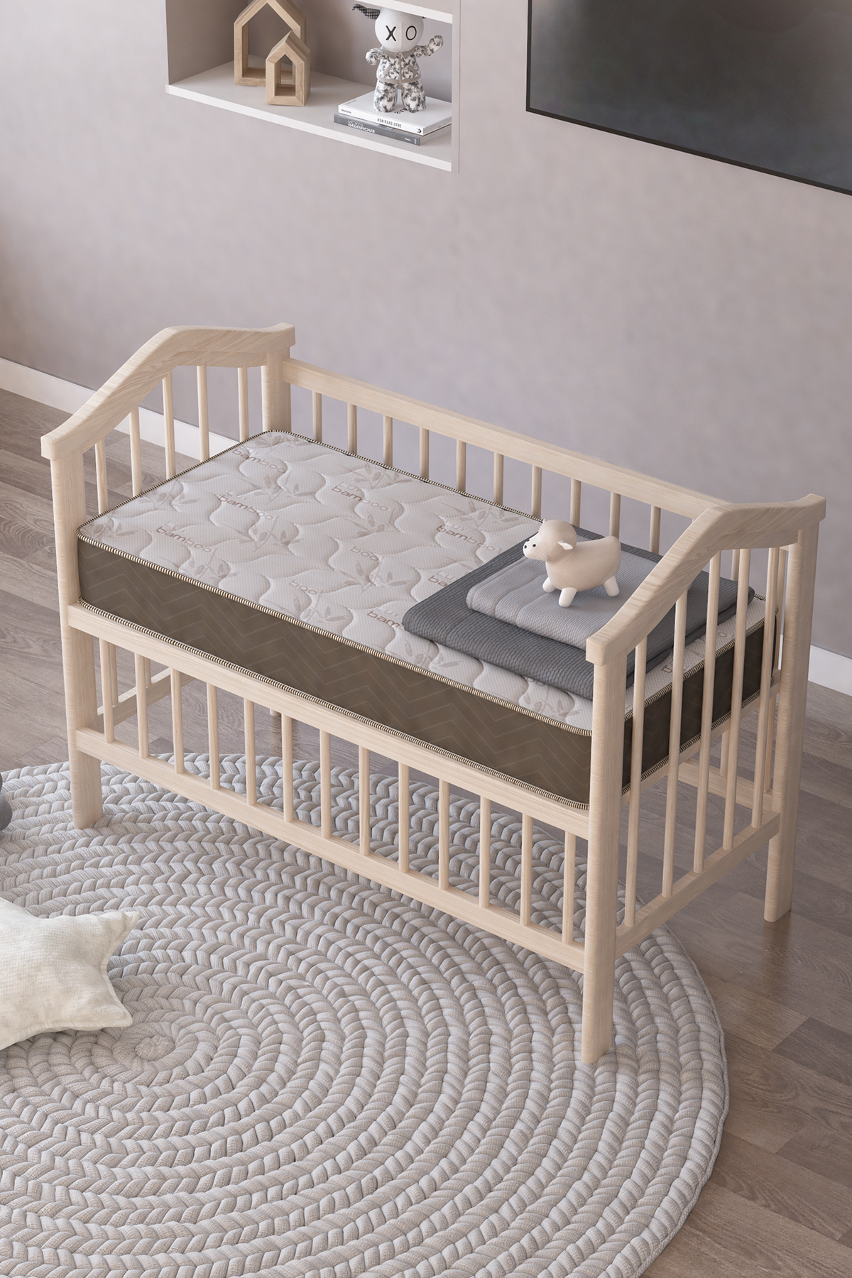 Mobpazar Bebek Yatağı, Basic Lux Bamboo Yaylı Bebek Yatağı 60x120 Cm