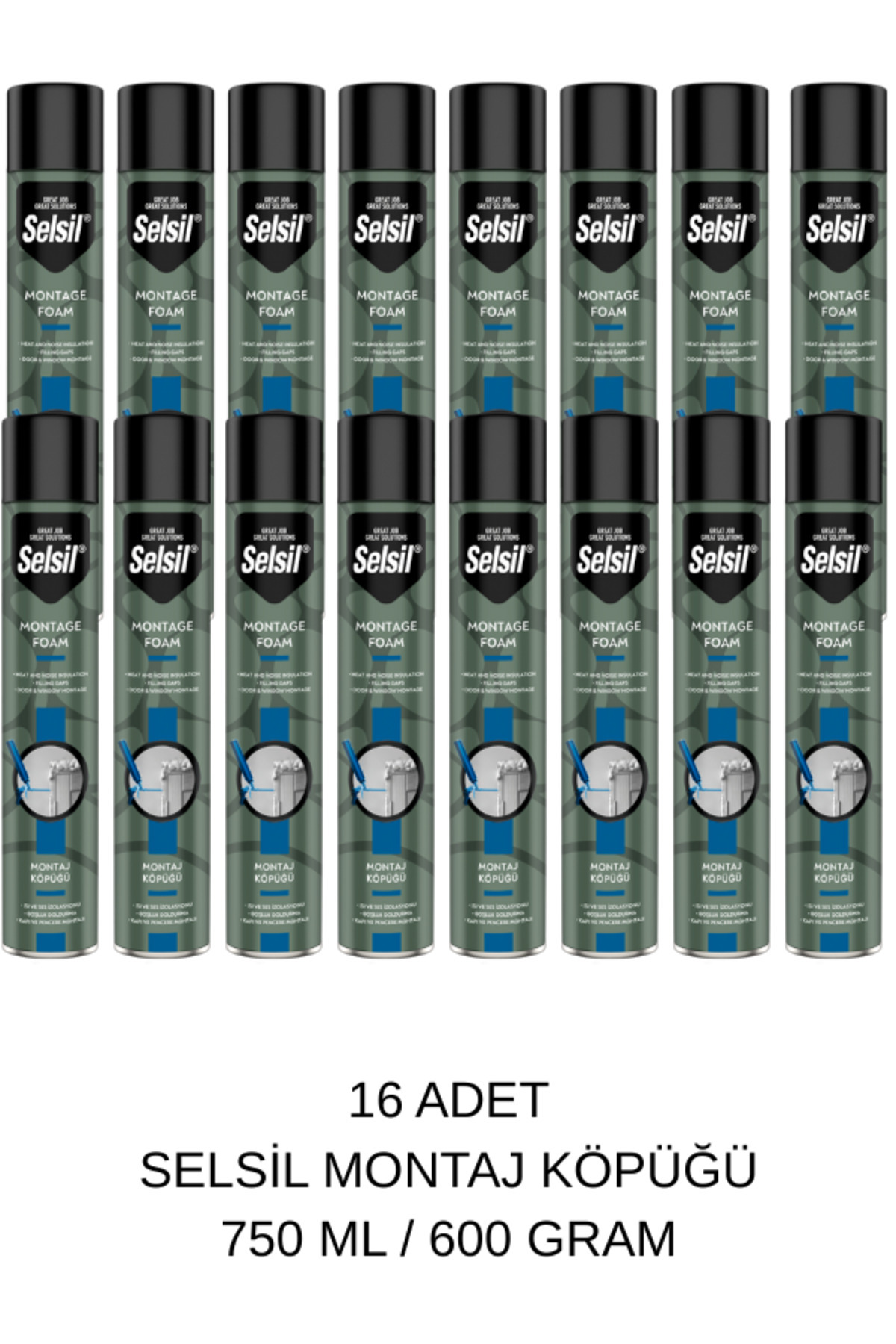 Selsil Montaj Köpüğü 750 ML / 600 Gram 16 Adet