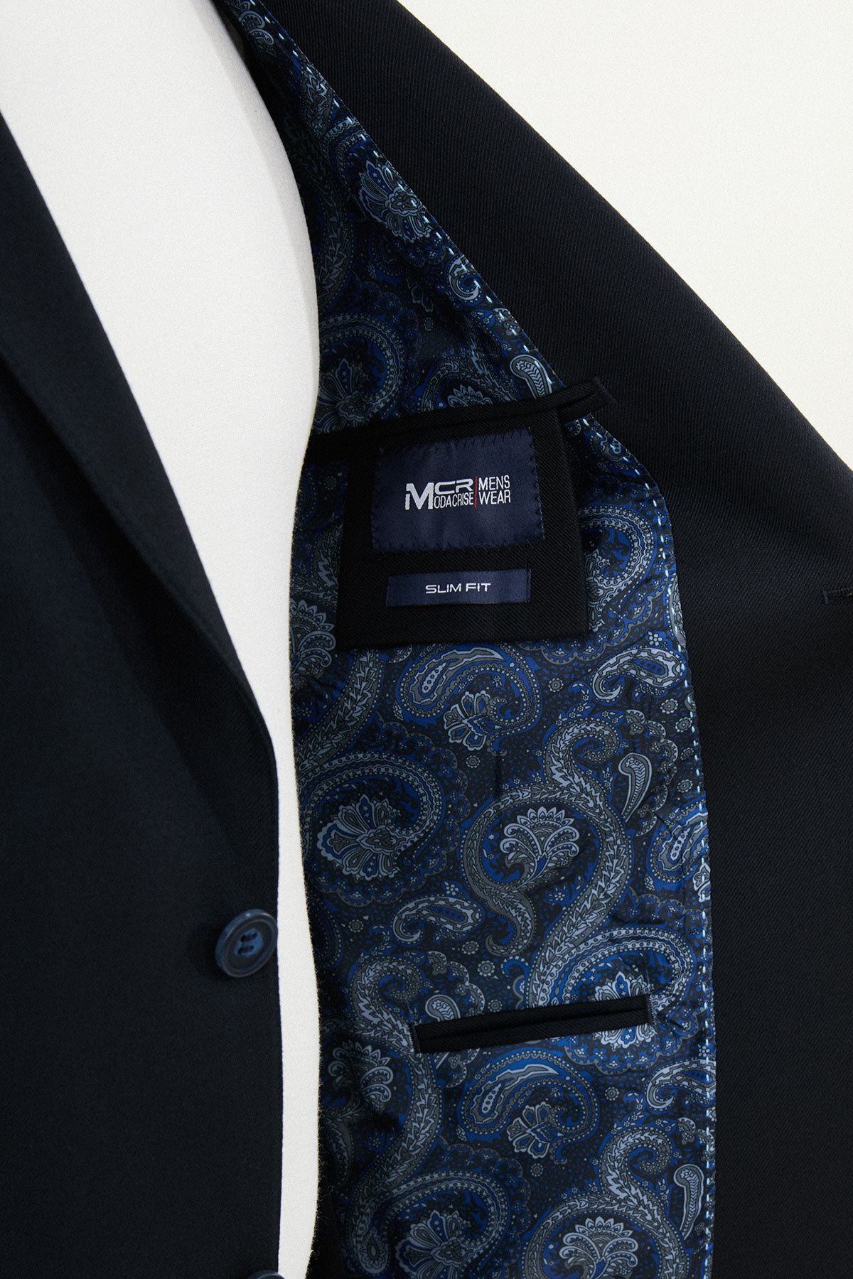 Düz Slim Fit Torba Cep Beli Lastikli İpli Yün Erkek Takım Elbise Lacivert - 45417.25K — رنگارنگ — تصویر 6 از 6