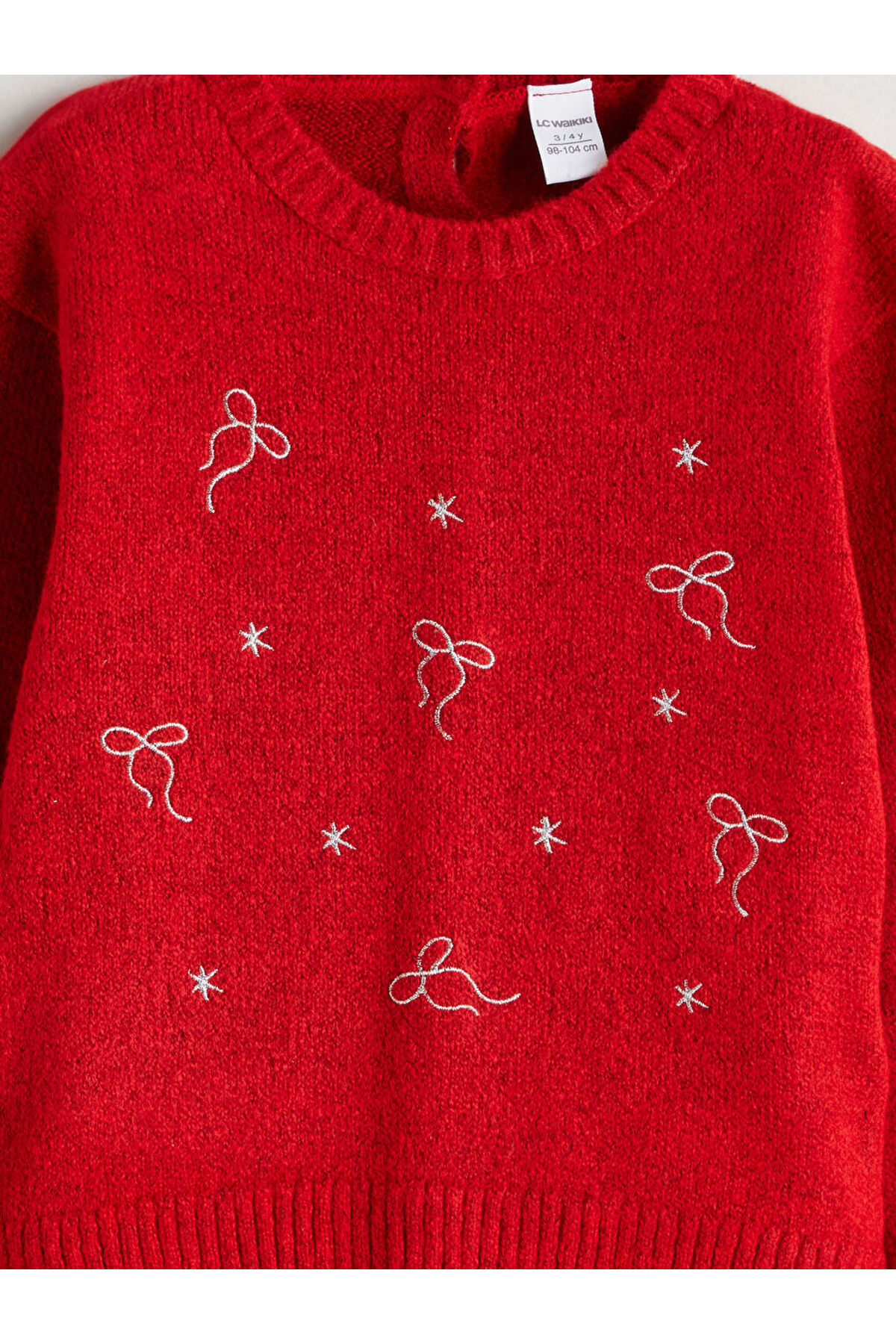 LC Waikiki Kırmızı Bisiklet Yaka Uzun Kollu Kız Çocuk Kazak fotoğrafı 2 (önizleme)