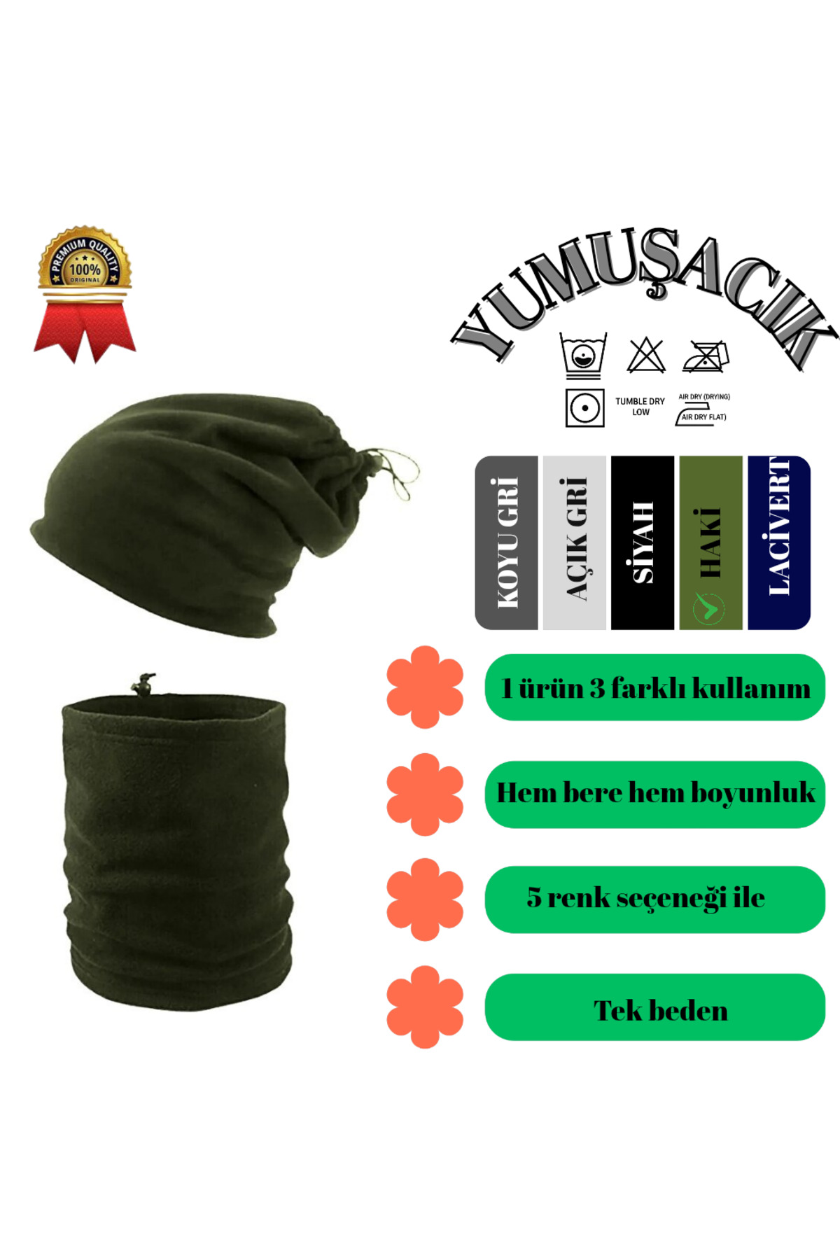 akyıldız iş elbiseleri Polar Boyunluk | Kışlık Motorcu Rüzgar Önleyici Outdoor Buff Bere (3 FARKLI KULLANIM) görsel 3