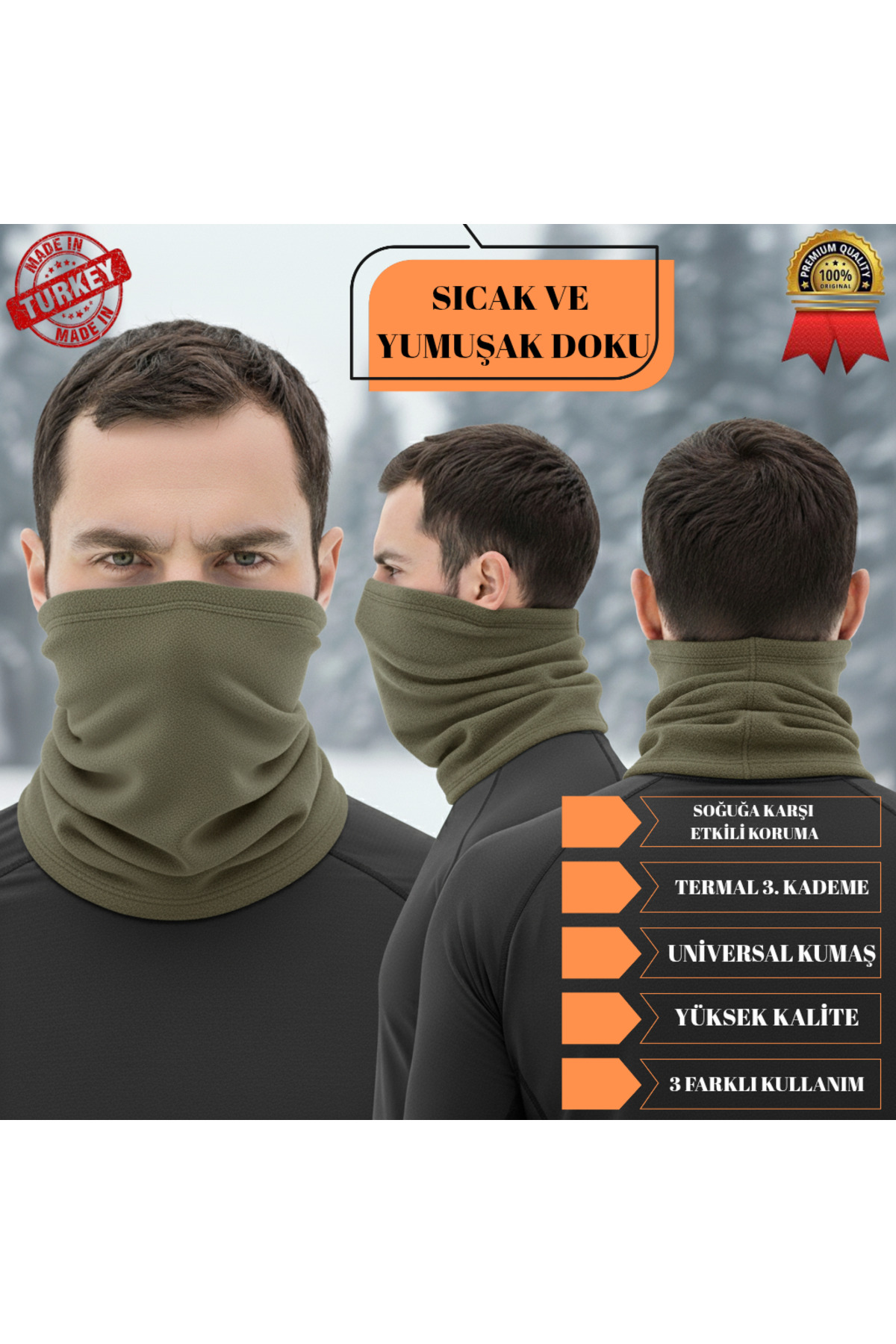 akyıldız iş elbiseleri Polar Boyunluk | Kışlık Motorcu Rüzgar Önleyici Outdoor Buff Bere (3 FARKLI KULLANIM) görsel 2