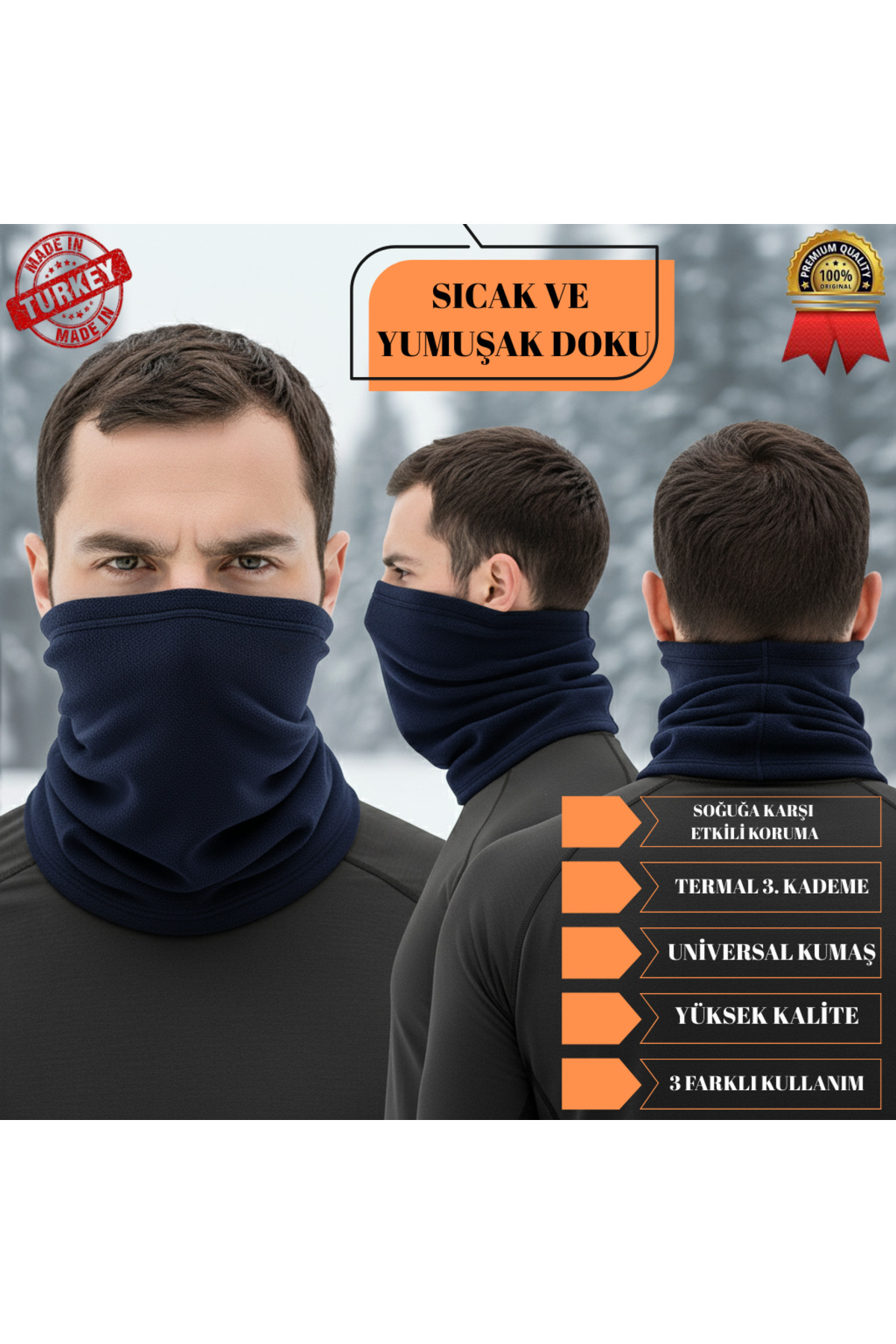 akyıldız iş elbiseleri Polar Boyunluk | Kışlık Motorcu Rüzgar Önleyici Outdoor Buff Bere (3 FARKLI KULLANIM)