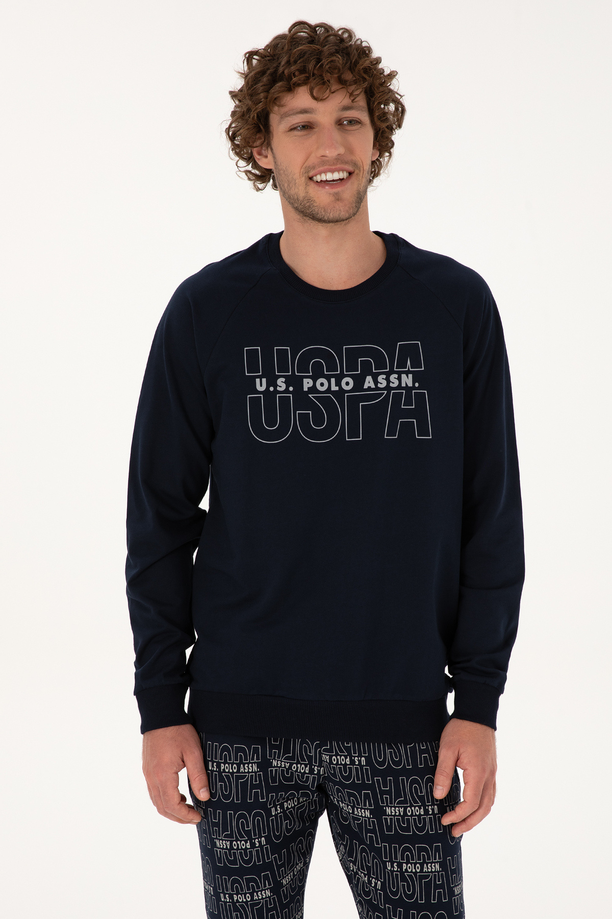 ست پیژامه و لباس خواب مردانه یقه گرد | یو اس پولو U.S. Polo Assn. 1214297 TR - تصویر 3