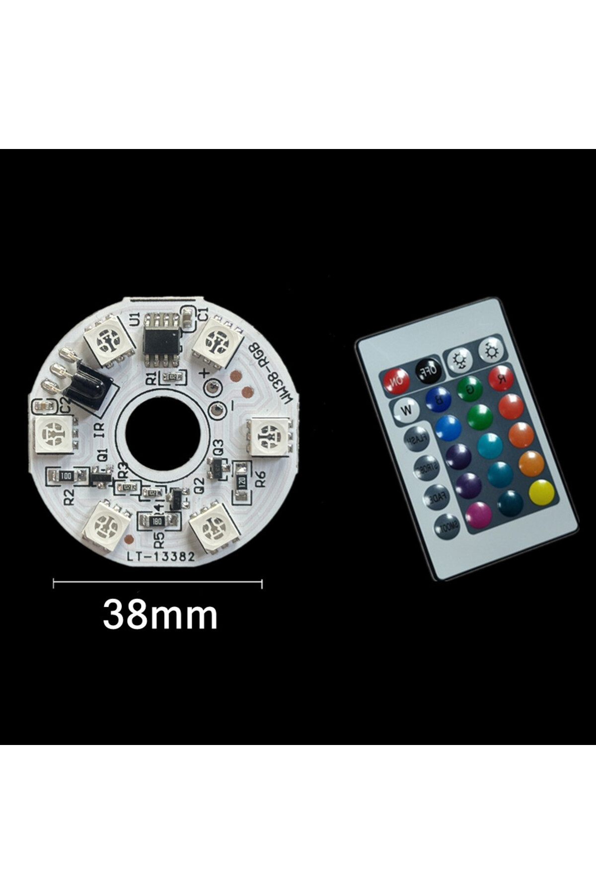 Choice لوحة مصباح RGB 38 مم - لوحة إضاءة LED 5 فولت بتحكم عن بعد 4 ...