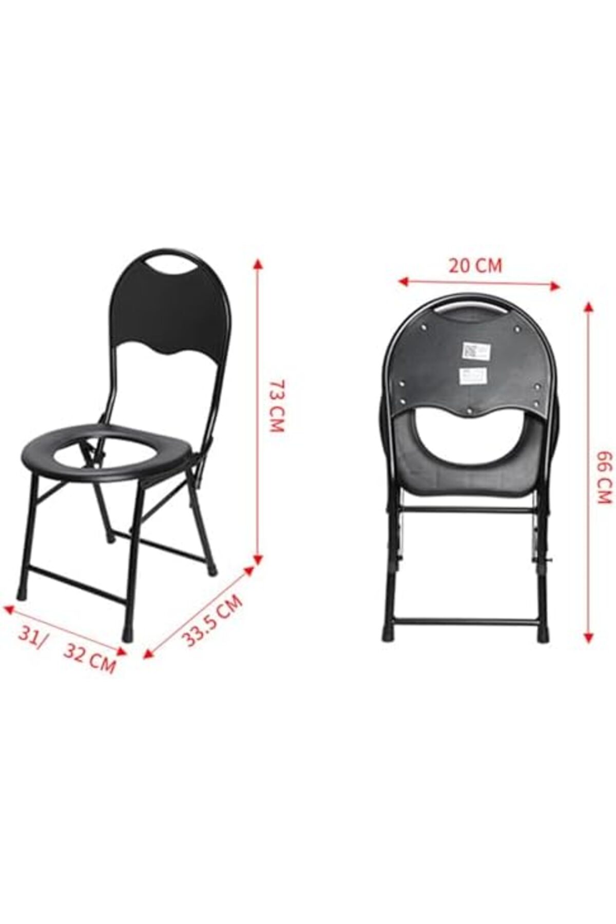 كرسي مرحاض قابل للطي محمول من OYDAS - أسود