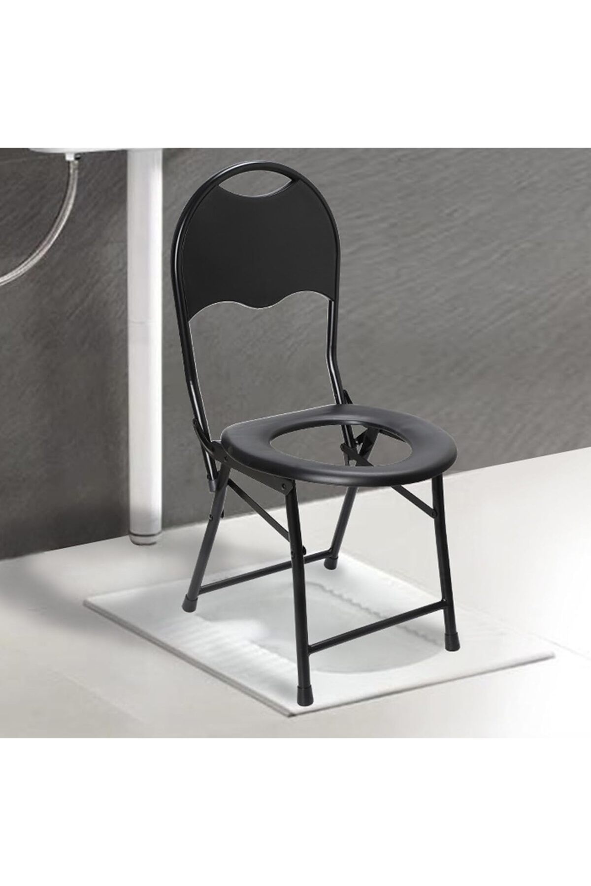 كرسي مرحاض قابل للطي محمول من OYDAS - أسود