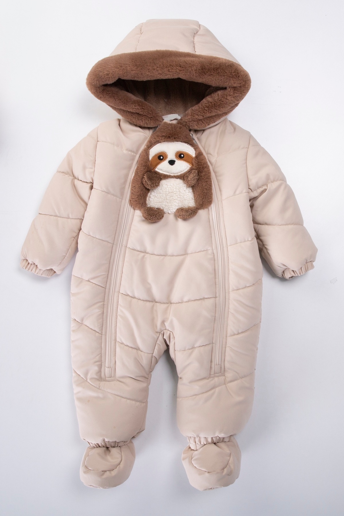 PODIUM GYM Yeni Sevimli Bear Peluş Oyuncak Figürlü Basic Bebe Yaka Patikli -Eldivenli Paça Uzun Astronot Tulum