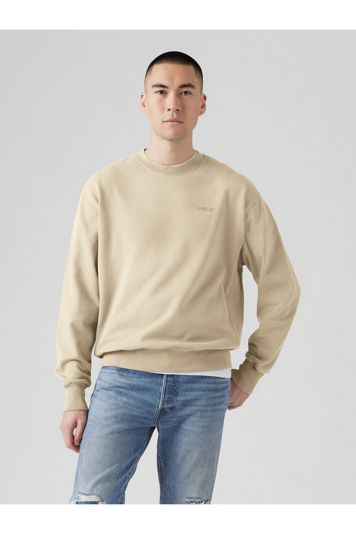 سویشرت مردانه یقه گرد کرم رنگ A9244-0005 لیوایز سویشرت Levi's