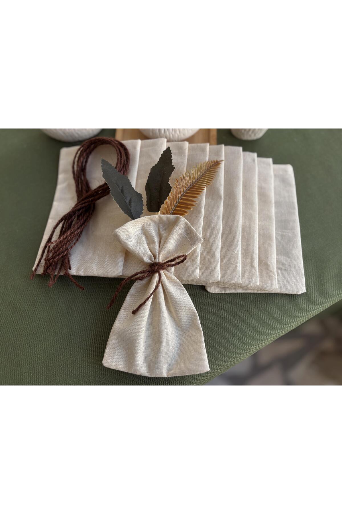 NURGİTA HOME Natural Keten Çok Amaçlı Bez Kese 9x12 Lavanta Kesesi - Hediye Kesesi - Takı Kesesi (10 adet)