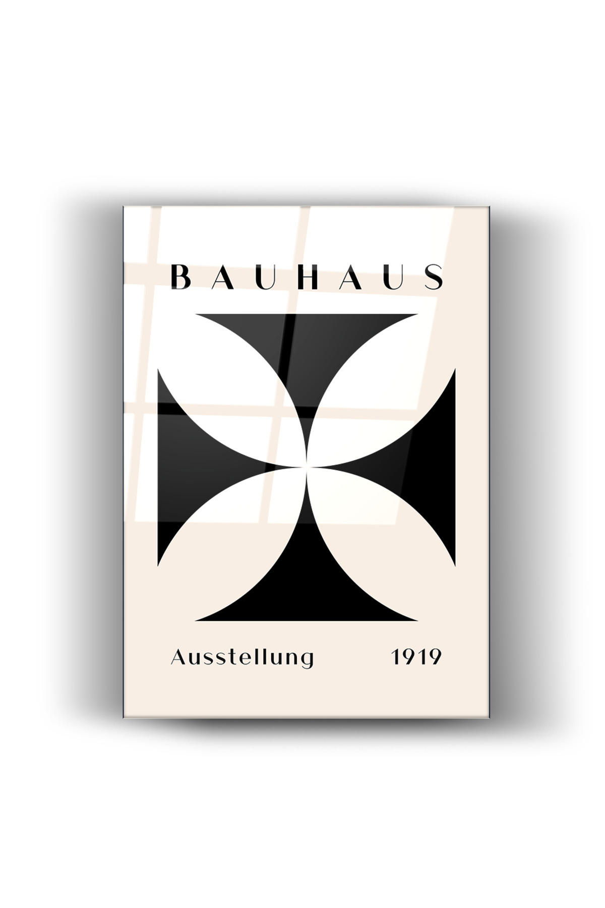 Cam Tablo – Bauhaus 1919 Geometrik Minimal Tasarım | Bohem & Modern Duvar Sanatı | Ev | Ofis