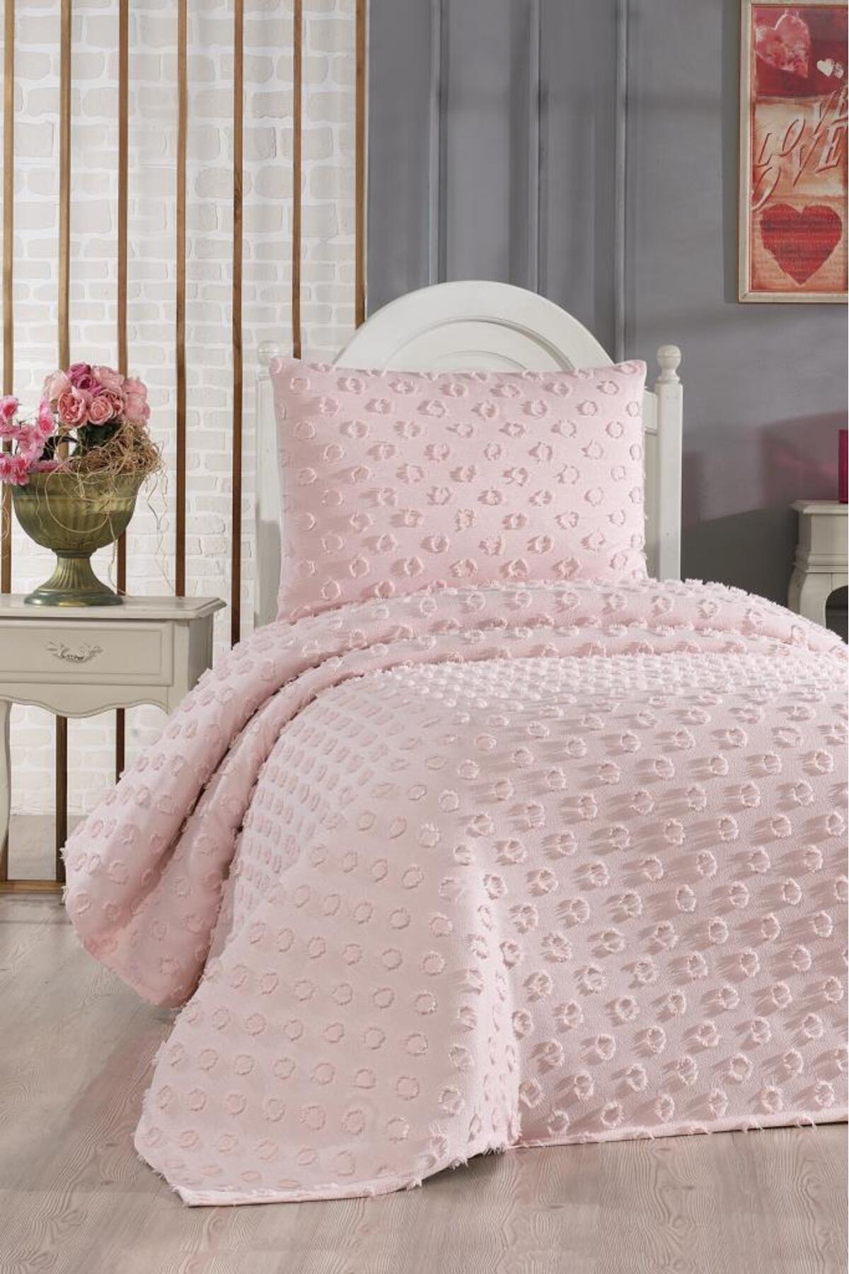 Çeyiz Diyarı Çeyiz Diyarı Konik 2 Parça Tek Kişilik Pike Takımı Pudra