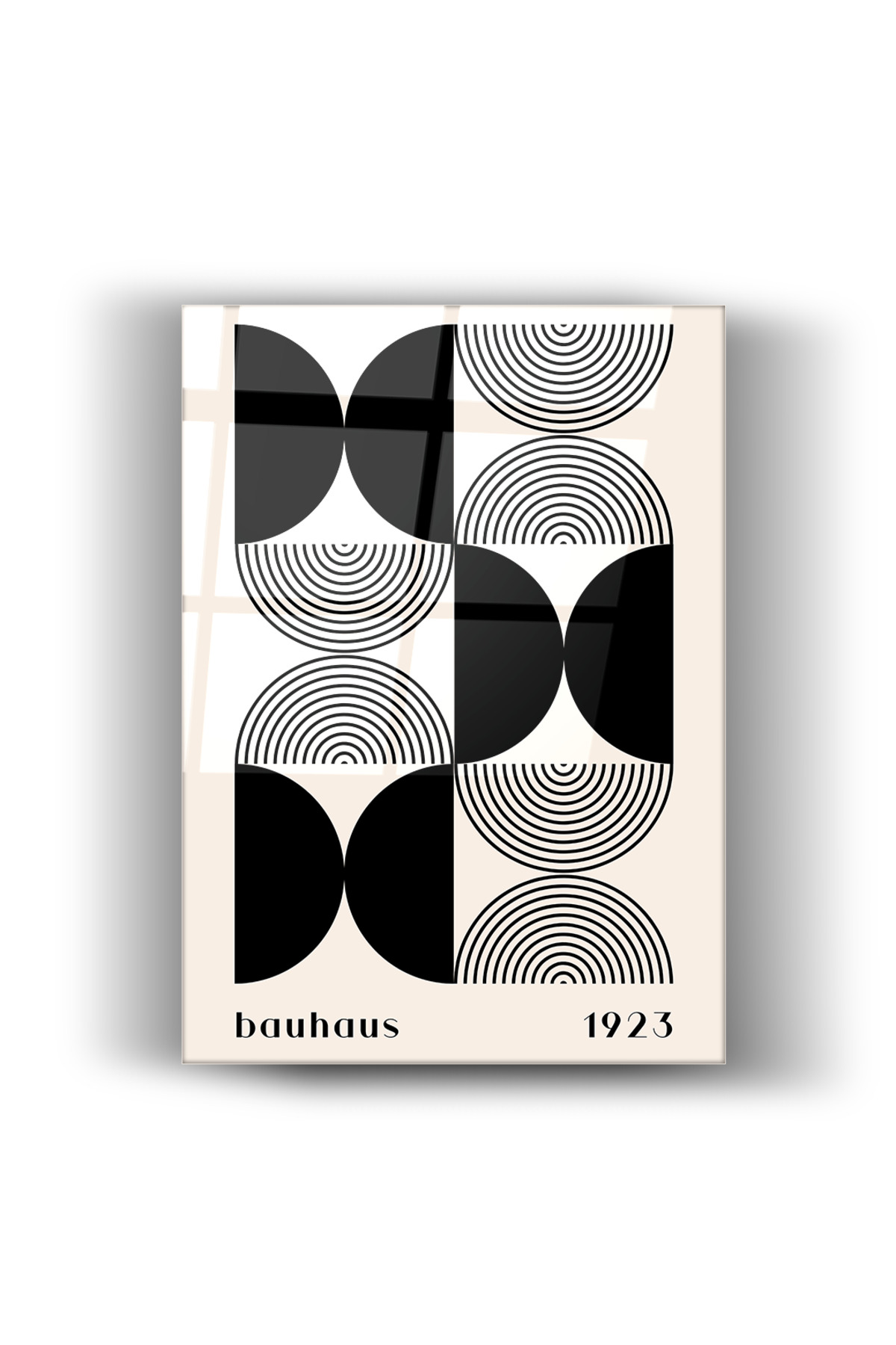 Bauhaus 1923 Siyah Beyaz Geometrik Tasarım-Cam Tablo-Ev Ve Ofis Dekorasyon-Sanatsal