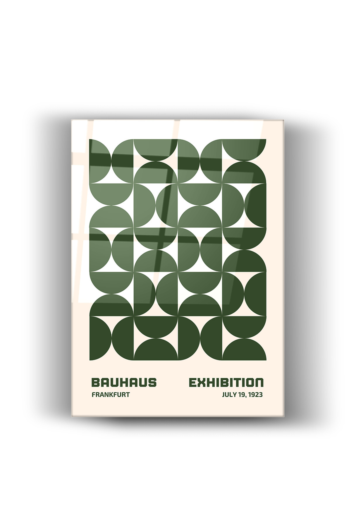 Bauhaus Frankfurt 1923 – Yeşil Geometrik Tasarım-Cam Tablo-Ev Ve Ofis Dekorasyon-Sanatsal