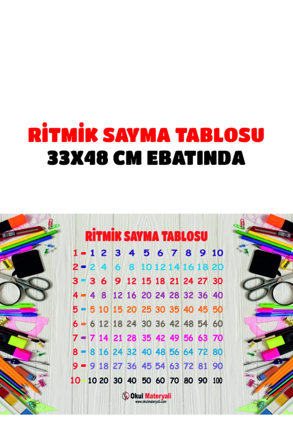 Okul Materyali RİTMİK SAYMA TABLOSU 33X48 CM EBATINDA