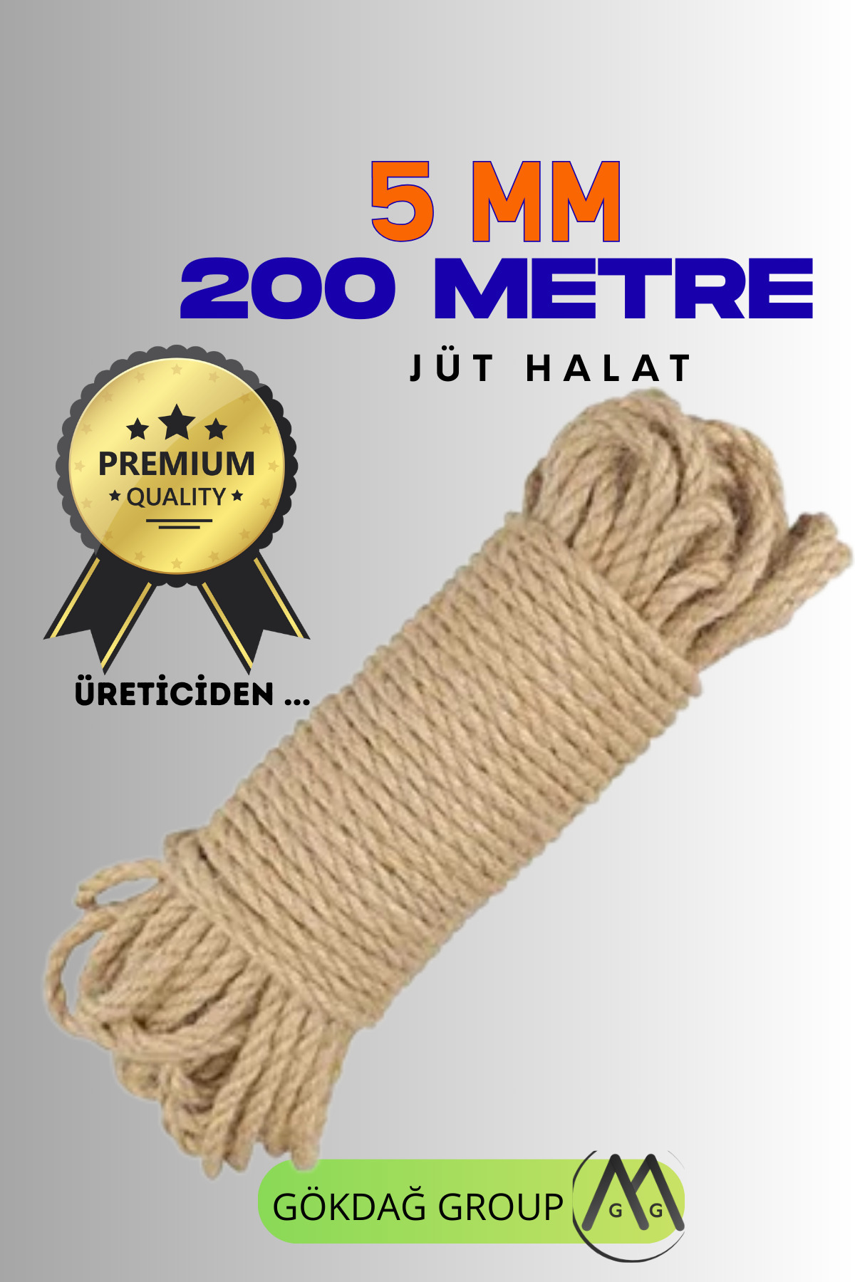 GÖKDAĞ GROUP 5 MM 200 Metre Jüt Halat Dekoratif Hasır İp
