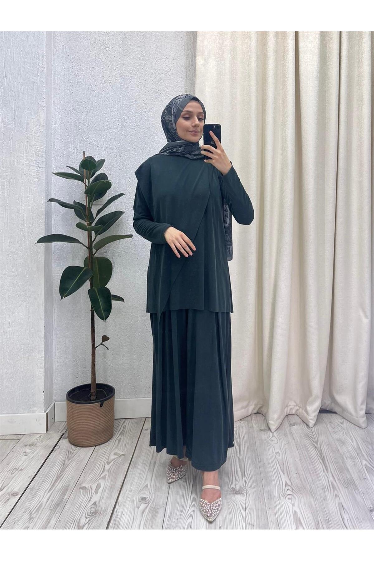 hümade ASİMETRİK SALAŞ TAKIM TULUM ZÜMRÜT YEŞİLİ