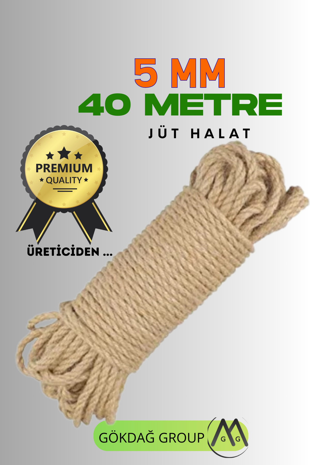 GÖKDAĞ GROUP 5MM 40 Metre Jüt Halat Dekoratif Hasır İp Urgan Maket