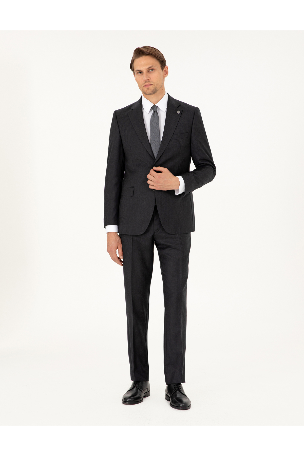 Pierre Cardin Anthracite Slim Fit Striped Wool Suit 50294258-Vr006