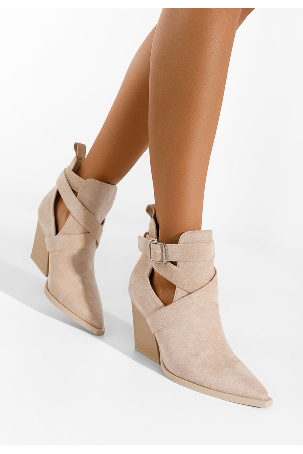 B T Shoes Béžové letne cizmy dierkovane Rayana
