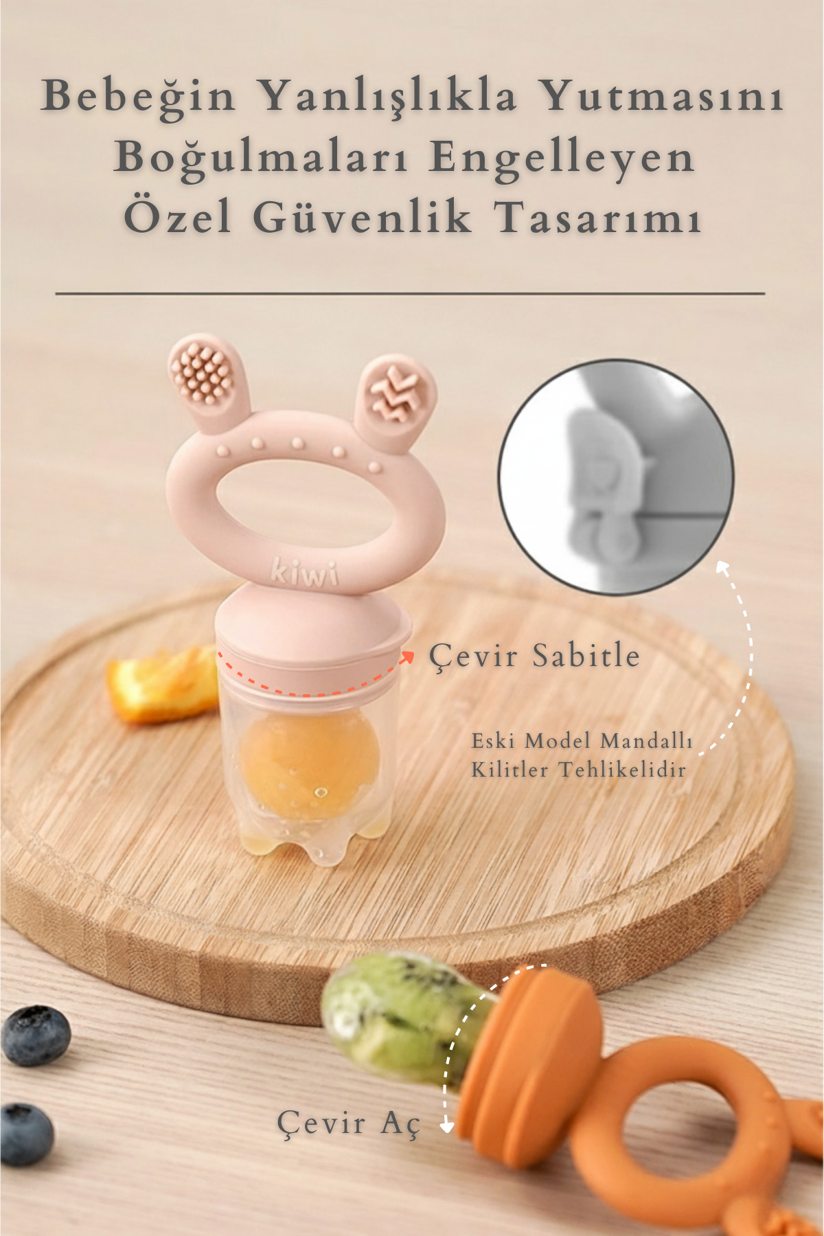 Kiwi Frutty Meyve Süzgeci-Diş Kaşıyıcı-Püre Emzik | Dondurma Kalıbı | %100 Gıda Sınıfı Silikon | 6-36 Ay fotoğrafı 4 (önizleme)