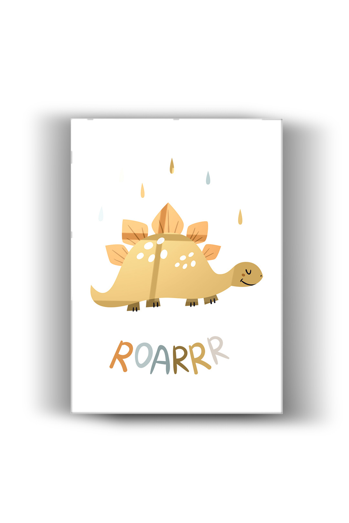Çocuklar için "Roarr" yazılı Dinozor Desenli- Cam Tablo- Ev ve Çocuk Odası Dekorasyonu-