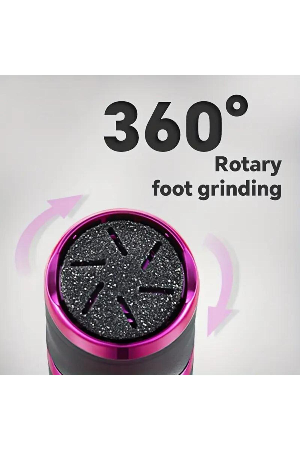 Profesyonel Ayak Bakım Cihazı 360° Dönen Başlık Dijital Ekranlı, Şarjlı & 10 Parça Pedikür Kiti Mor — MT-510 Foot Care Machine Mor — تصویر 3 از 9