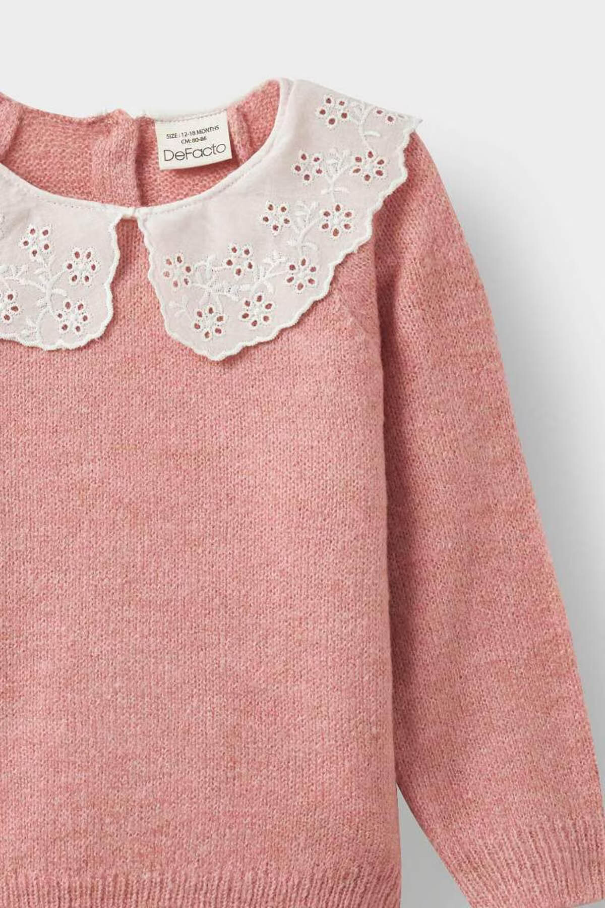 Defacto Büyük Yaka Triko Kazak Kız Bebek F2437A525WN fotoğrafı 2 (önizleme)