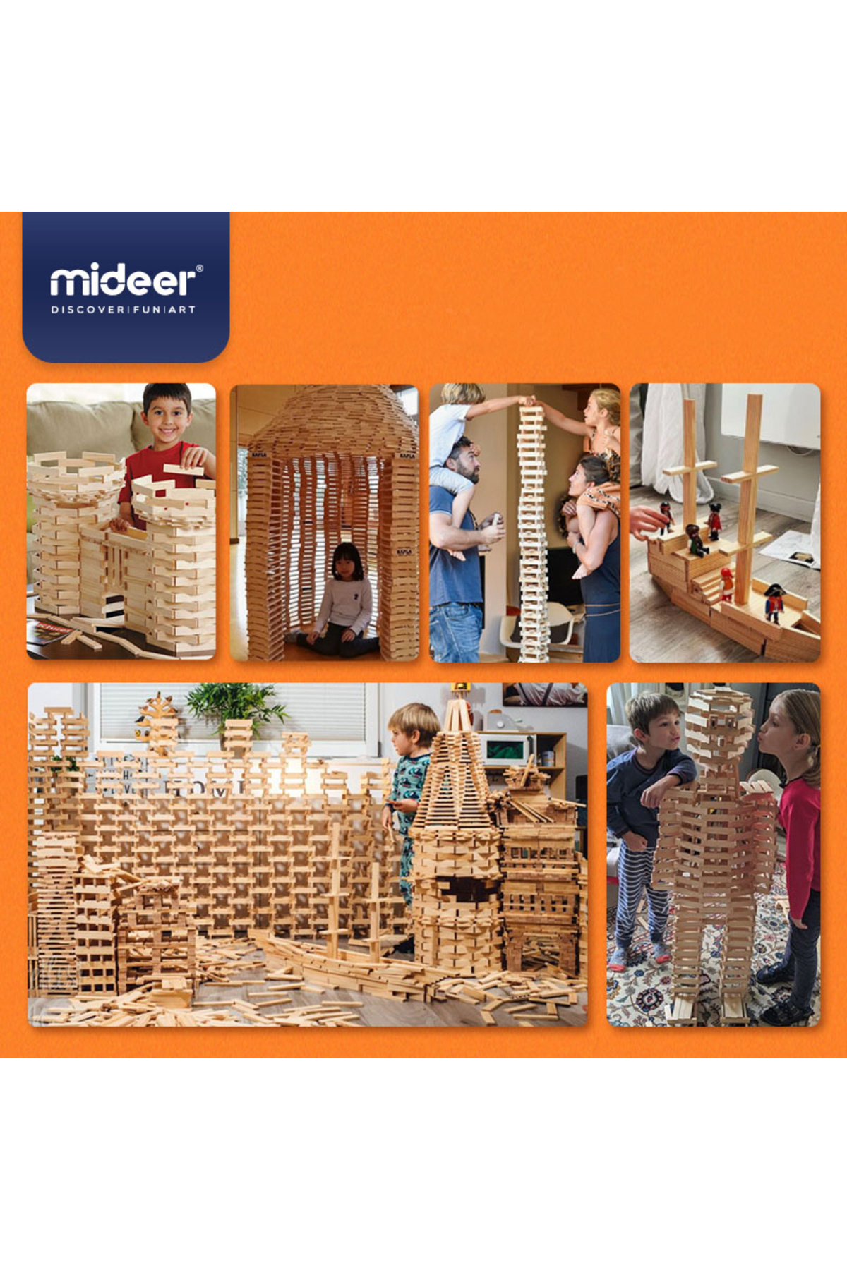 بلوک‌های چوبی آرشیمد – پالت رنگ گرم