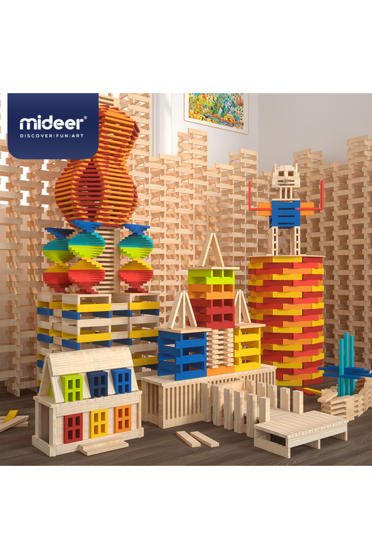 بلوک‌های چوبی آرشیمد – پالت رنگ گرم