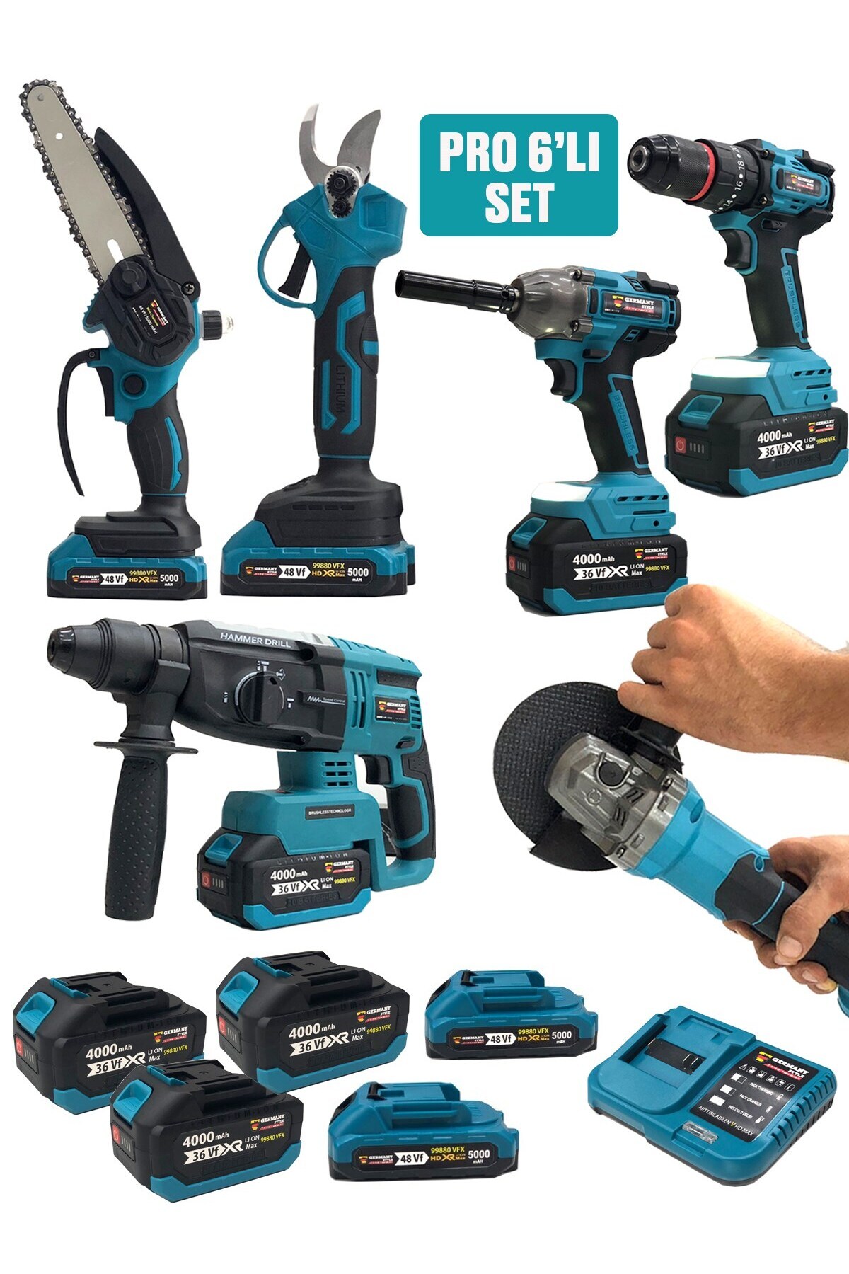 Germany Style PR0-8012 Kömürsüz Şarjlı 6'lı Set Kırıcı Delici