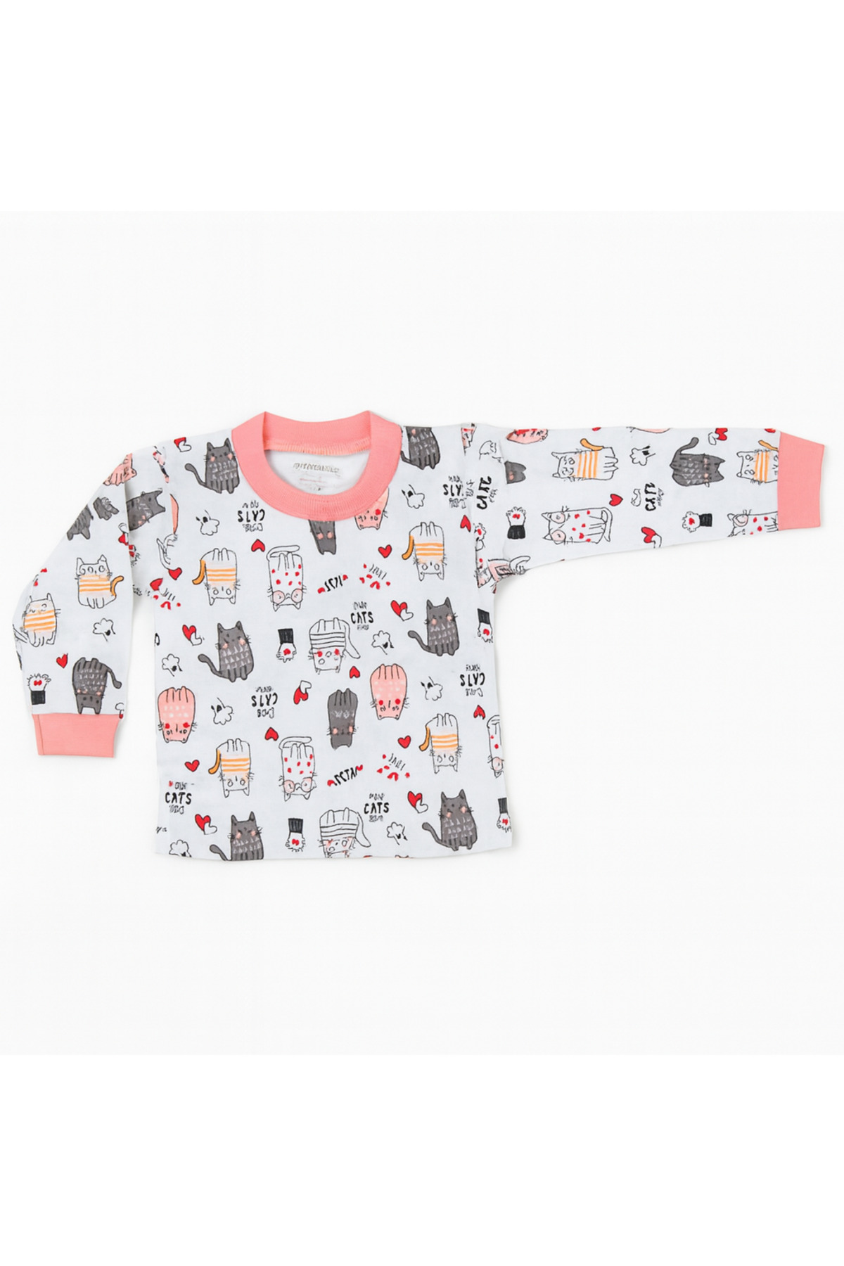 mini mia Sevimli Kediler Desenli Pamuklu Bebek Pijama Takımı fotoğrafı 2 (önizleme)