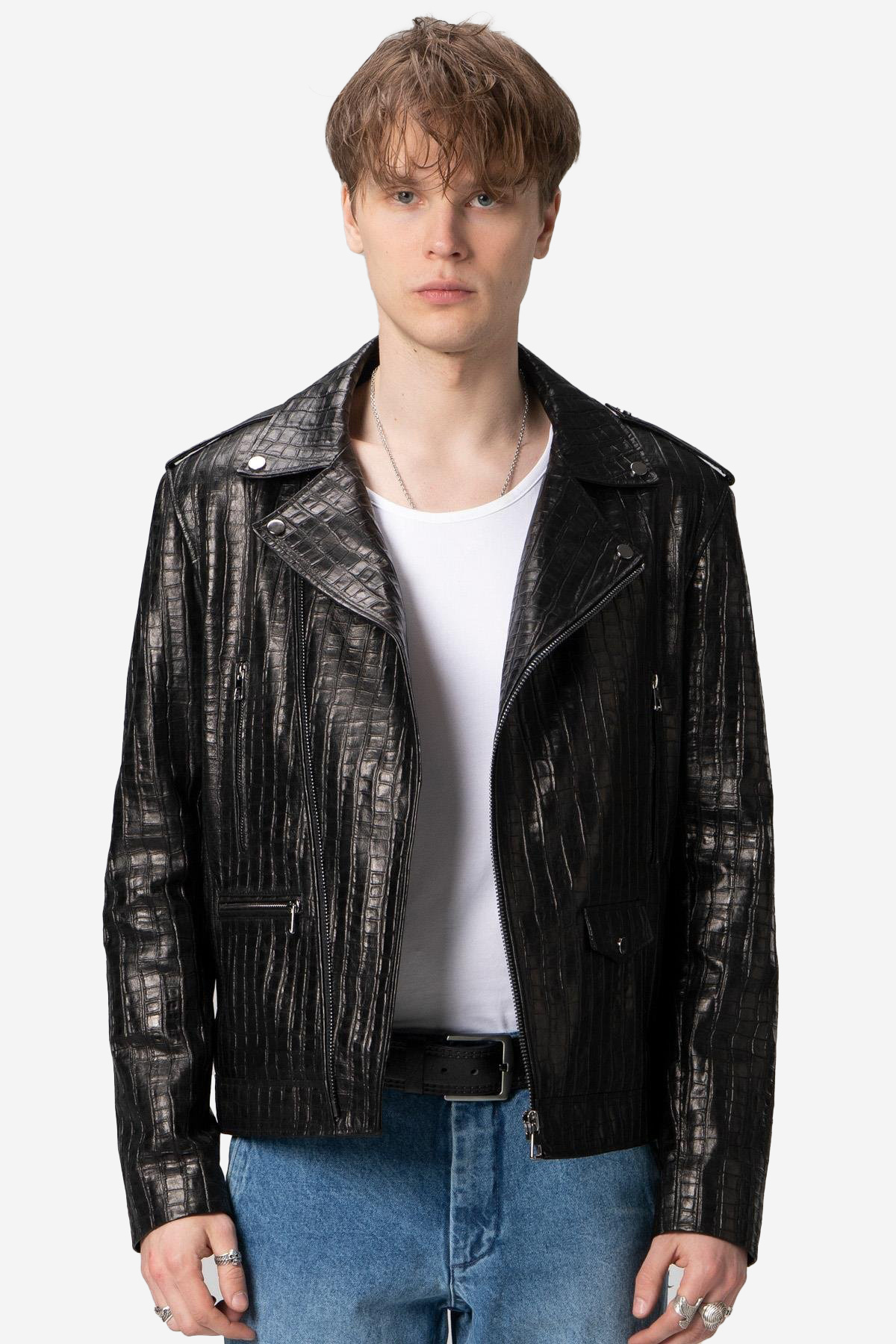 Dericlub E2207 Gerçek Deri Motorcu Erkek Mont SİYAH