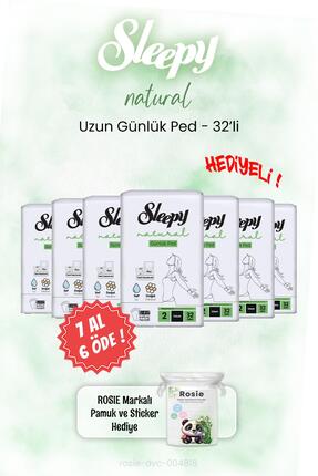 Sleepy 7 AL 6 ÖDE Sleepy Natural Uzun Günlük Ped 32'li ve ROSIE