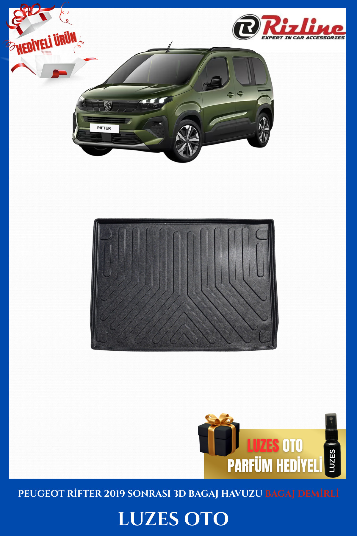 Rizline Peugeot Rifter 3D Bagaj Havuzu Bagaj Demirli 2025 Model Uyumlu