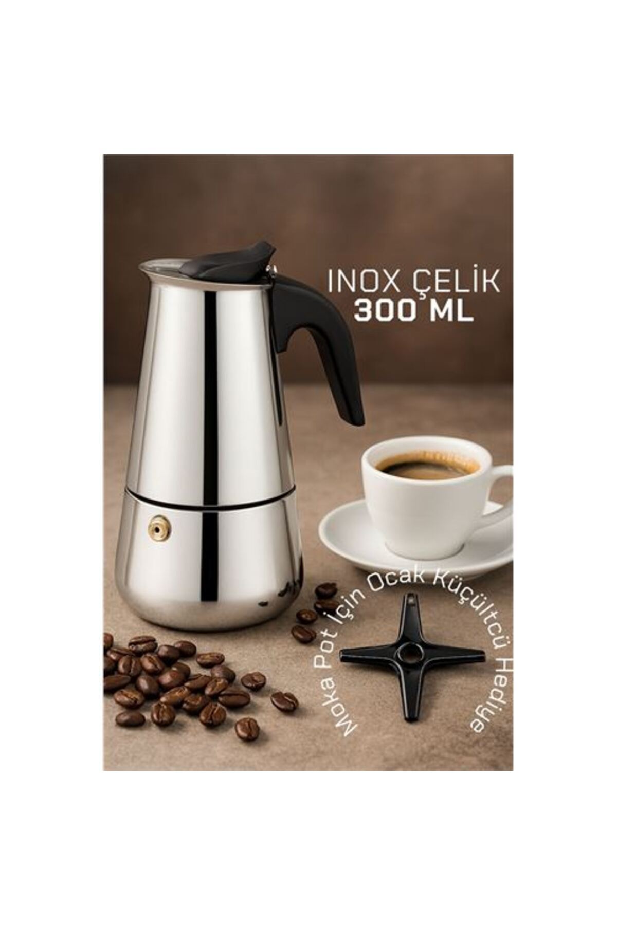 ModaCar HVT Inox Moka Pot - Paslanmaz Çelik Profesyonel Moka Pot - 300 ml