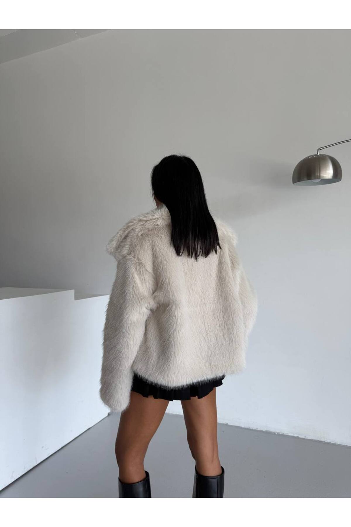 BE CHİC  KADIN DEVRİK YAKA CEPLİ ÇITÇIT KAPAMA İTHAL SUNİ KÜRK KABAN G6690 - Görsel 6