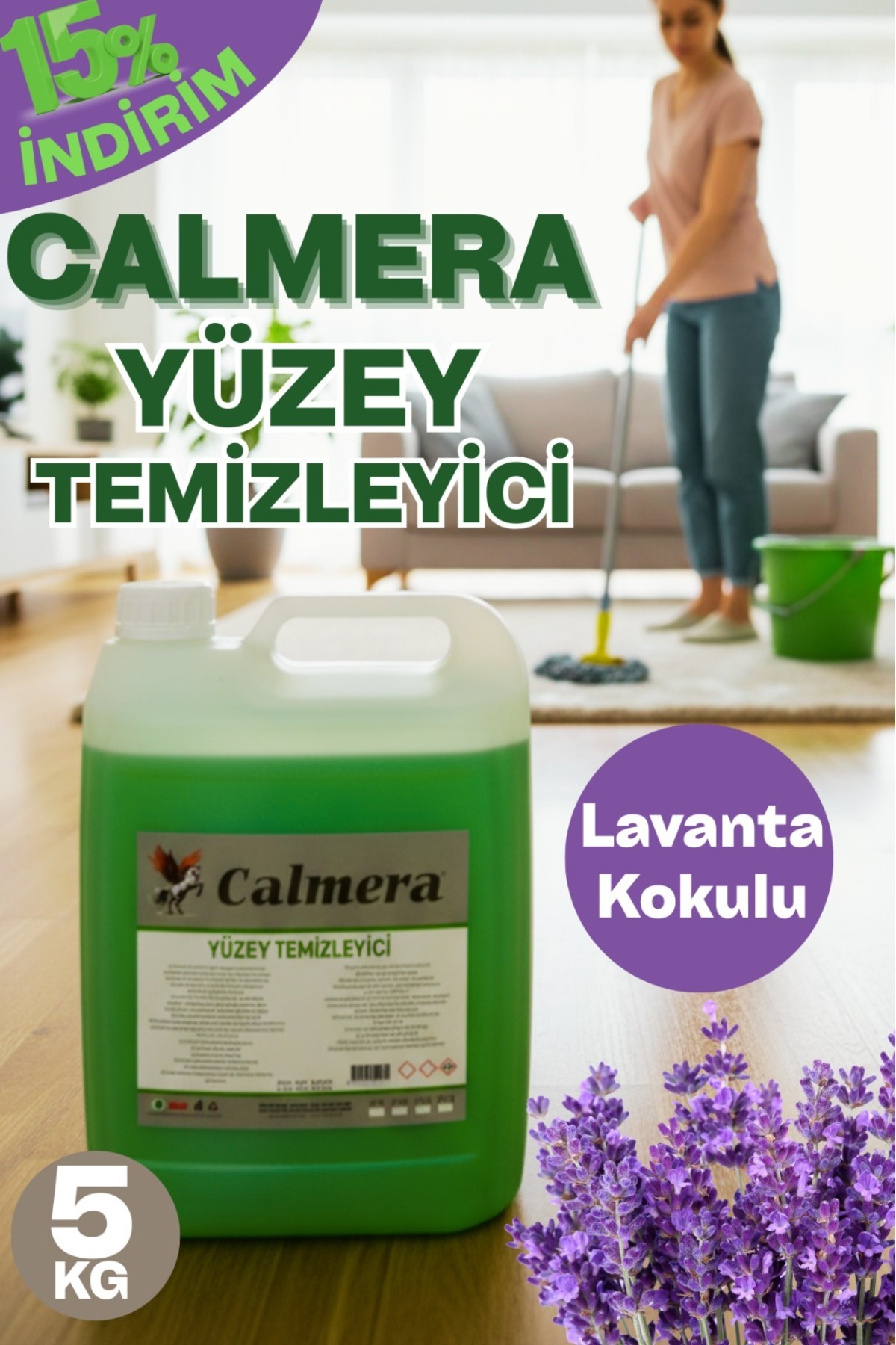 Calmera Endüstriyel Yüzey Temizleyici 5kg (Lavanta Bahçesi) Ekstra Parlaklık , Kalıcı Parfümlü , Kirlenmeyi Geciktirir.