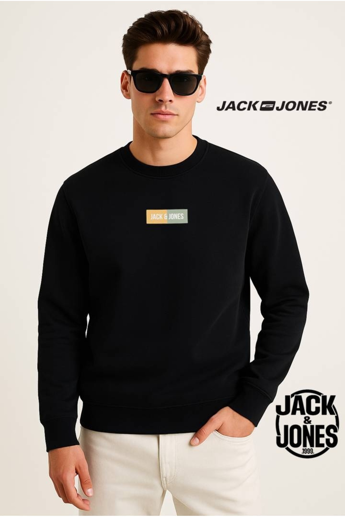 جک اند جونز JJPAN SWEAT CREW NECK BLACK