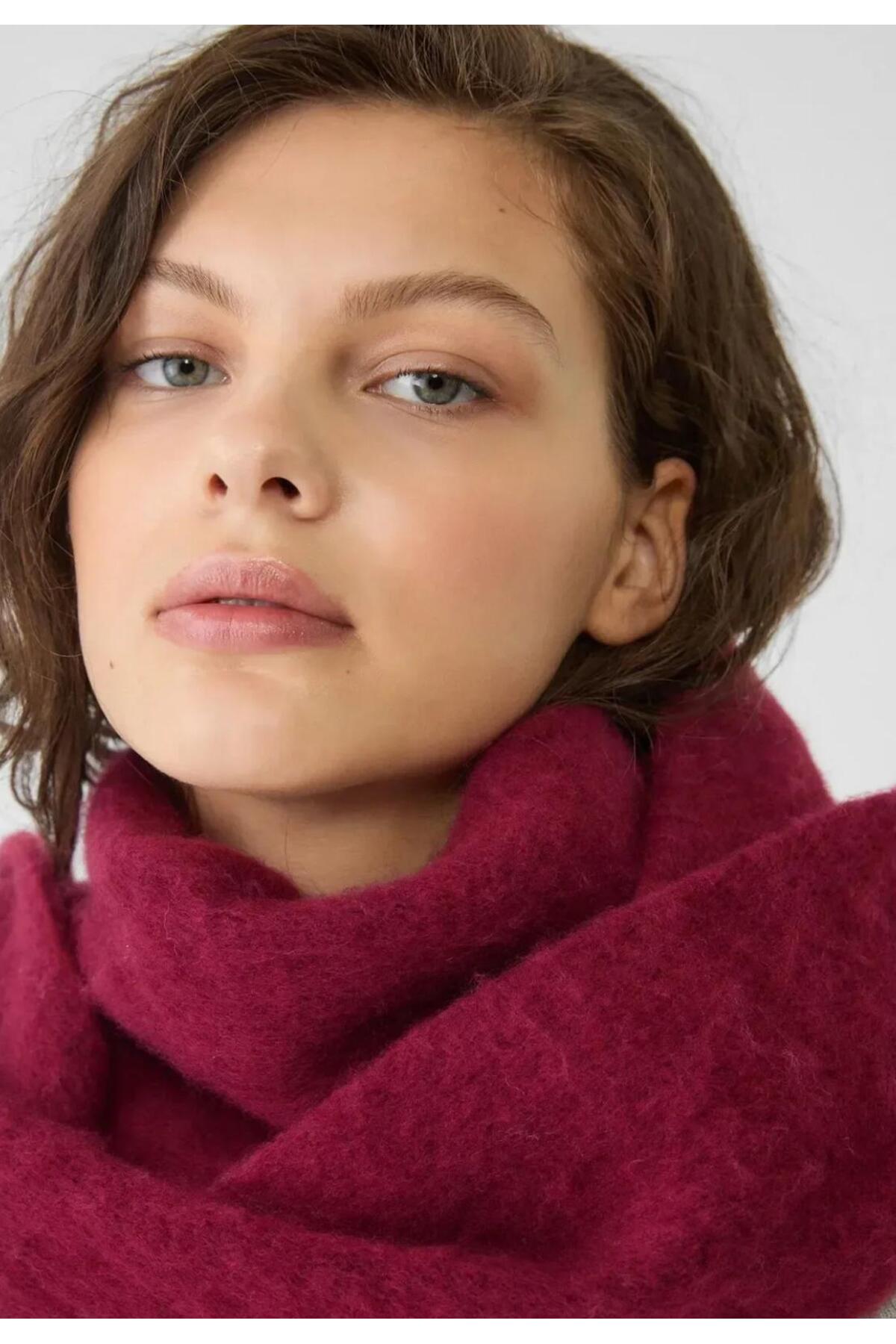Wearflawless Soft İthal Yumuşak Dokulu Kadın Bordo Atkı, Şal, Omuz Şalı, Sevgililer Günü Hediyesi görsel 2
